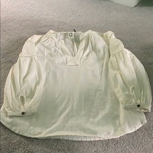 Anthropologie Cream Blouse with balloon sleeves